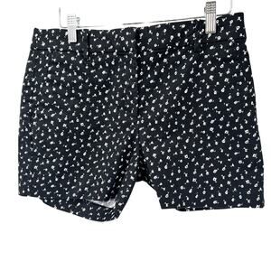 LOFT Shorts Womens 2 (30x4 ACTUAL) The Riviera Black White Floral + Pockets